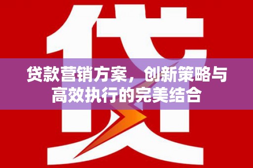 上街贷款营销方案，创新策略与高效执行的完美结合
