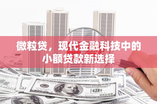 上街微粒贷，现代金融科技中的小额贷款新选择
