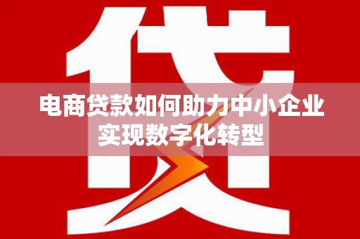 上街电商贷款如何助力中小企业实现数字化转型