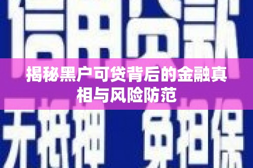 上街揭秘黑户可贷背后的金融真相与风险防范