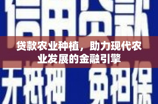 上街贷款农业种植，助力现代农业发展的金融引擎