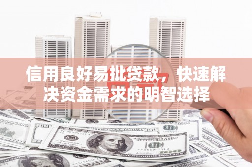 上街信用良好易批贷款，快速解决资金需求的明智选择