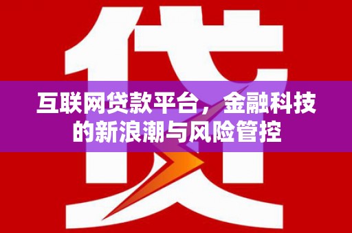 上街互联网贷款平台，金融科技的新浪潮与风险管控