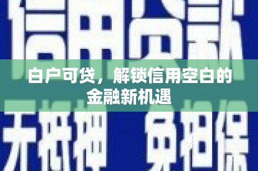 上街白户可贷，解锁信用空白的金融新机遇