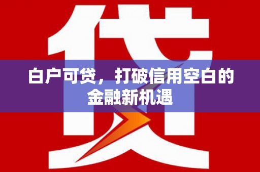 上街白户可贷，打破信用空白的金融新机遇