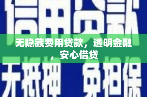 上街无隐藏费用贷款，透明金融，安心借贷