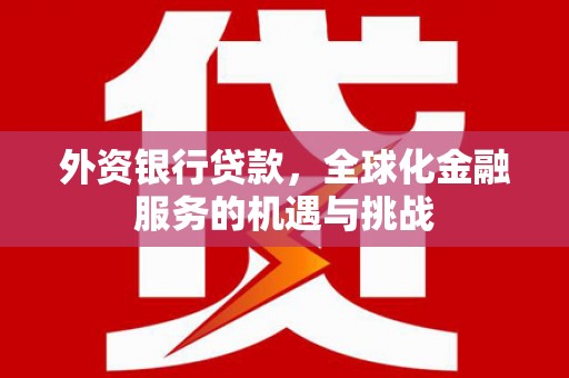 上街外资银行贷款，全球化金融服务的机遇与挑战