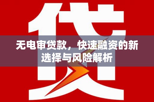 上街无电审贷款，快速融资的新选择与风险解析