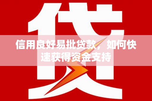 上街信用良好易批贷款，如何快速获得资金支持