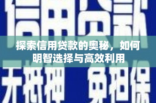 上街探索信用贷款的奥秘，如何明智选择与高效利用