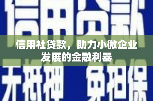 上街信用社贷款，助力小微企业发展的金融利器